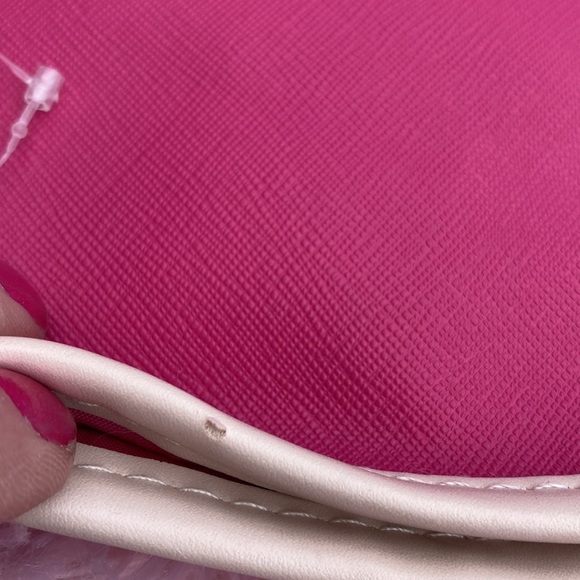 Pink and cream snap closure tote with pink liner - Picture 8 of 8